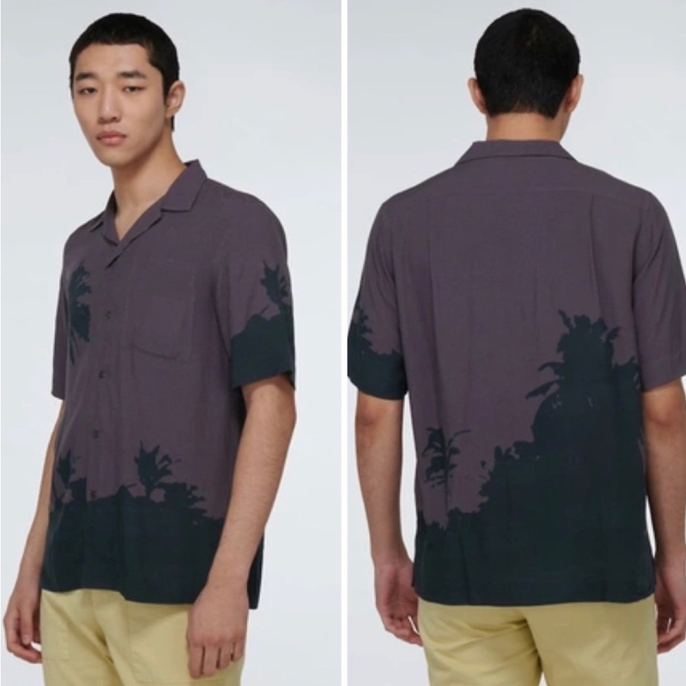 Dries Van Noten Carltone Palm Tree Print Button Up Shirt